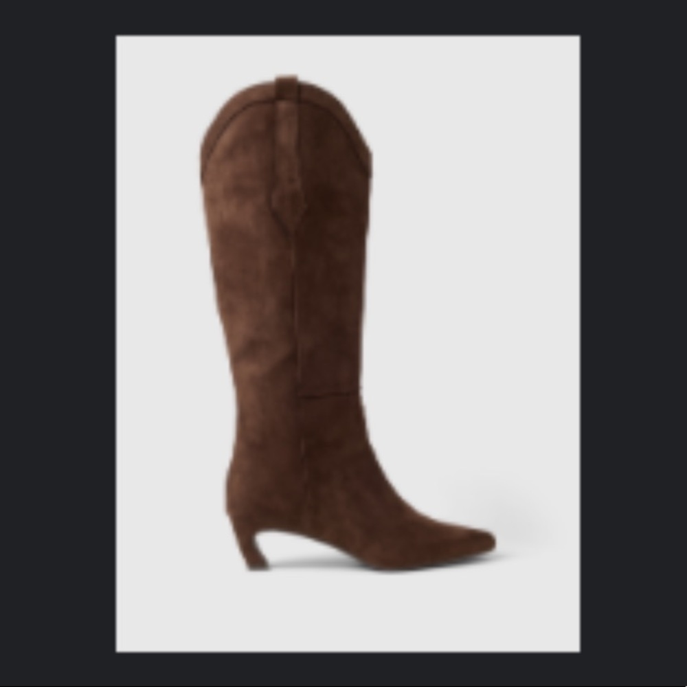 GAP Women's Dark chocolate Brown Heeled Boots suede like